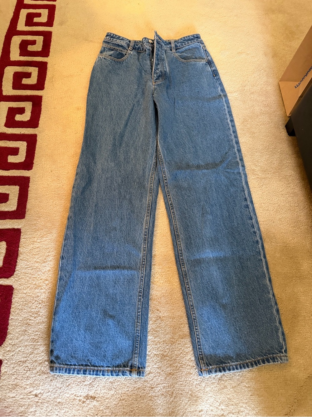 Ronny Kobo Collection Sade Medium Blue Wide-Leg Jeans